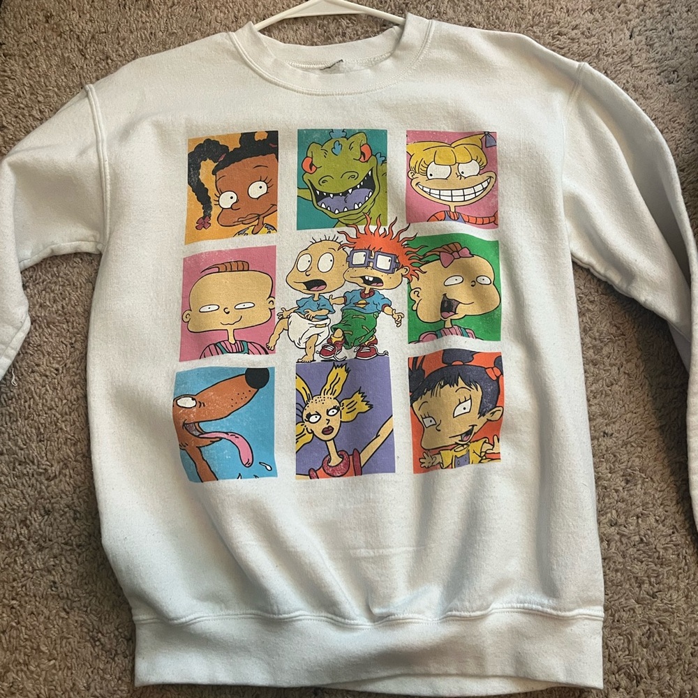 White Sweatshirt with Rugrats Character Print
